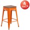 Flash Furniture Orange Metal Counter Stool, 24", PK4 4-CH-31320-24-OR-WD-GG - alternate 4
