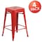 Flash Furniture 24"H Backless Red Metal Counter Height Stool, PK4 4-CH-31320-24-RED-GG - alternate 2