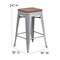Flash Furniture Silver Metal Counter Stool, 24", PK4 4-CH-31320-24-SIL-WD-GG - alternate 7