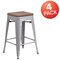 Flash Furniture Silver Metal Counter Stool, 24", PK4 4-CH-31320-24-SIL-WD-GG - alternate 4