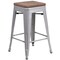 Flash Furniture Silver Metal Counter Stool, 24", PK4 4-CH-31320-24-SIL-WD-GG - alternate 6