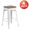 Flash Furniture White Metal Counter Stool, 24", PK4 4-CH-31320-24-WH-WD-GG - alternate 4