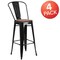 Flash Furniture Black Metal Barstool with Back and Wood Seat, 30" High, PK4 4-CH-31320-30GB-BK-WD-GG - alternate 4