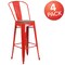 Flash Furniture Red Metal Barstool with Back and Wood Seat, 30" High, PK4 4-CH-31320-30GB-RED-WD-GG - alternate 1