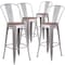 Flash Furniture Silver Metal Barstool with Back and Wood Seat, 30" High, PK4 4-CH-31320-30GB-SIL-WD-GG - alternate 5