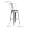 Flash Furniture Silver Metal Barstool with Back and Wood Seat, 30" High, PK4 4-CH-31320-30GB-SIL-WD-GG - alternate 8