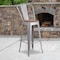 Flash Furniture Silver Metal Barstool with Back and Wood Seat, 30" High, PK4 4-CH-31320-30GB-SIL-WD-GG - alternate 1