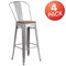 Flash Furniture Silver Metal Barstool with Back and Wood Seat, 30" High, PK4 4-CH-31320-30GB-SIL-WD-GG - alternate 4