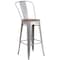 Flash Furniture Silver Metal Barstool with Back and Wood Seat, 30" High, PK4 4-CH-31320-30GB-SIL-WD-GG - alternate 9