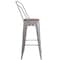 Flash Furniture Silver Metal Barstool with Back and Wood Seat, 30" High, PK4 4-CH-31320-30GB-SIL-WD-GG - alternate 6