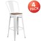 Flash Furniture White Metal Barstool with Back and Wood Seat, 30" High, PK4 4-CH-31320-30GB-WH-WD-GG - alternate 4