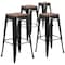 Flash Furniture Backless Black Metal Barstool with Square Wood Seat, 30" High, PK4 4-CH-31320-30-BK-WD-GG - alternate 3