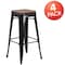 Flash Furniture Backless Black Metal Barstool with Square Wood Seat, 30" High, PK4 4-CH-31320-30-BK-WD-GG - alternate 5