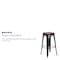 Flash Furniture Backless Black Metal Barstool with Square Wood Seat, 30" High, PK4 4-CH-31320-30-BK-WD-GG - alternate 2