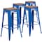 Flash Furniture Backless Blue Metal Barstool with Square Wood Seat, 30" High, PK4 4-CH-31320-30-BL-WD-GG - alternate 3