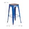 Flash Furniture Backless Blue Metal Barstool with Square Wood Seat, 30" High, PK4 4-CH-31320-30-BL-WD-GG - alternate 8