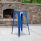 Flash Furniture Backless Blue Metal Barstool with Square Wood Seat, 30" High, PK4 4-CH-31320-30-BL-WD-GG - alternate 1