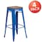 Flash Furniture Backless Blue Metal Barstool with Square Wood Seat, 30" High, PK4 4-CH-31320-30-BL-WD-GG - alternate 2