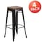 Flash Furniture Black-Antique Metal Stool, 30", PK4 4-CH-31320-30-BQ-WD-GG - alternate 3