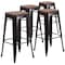 Flash Furniture Black-Antique Metal Stool, 30", PK4 4-CH-31320-30-BQ-WD-GG - alternate 4