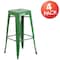 Flash Furniture 4PK 30"H No Back Green Metal Barstool Square Seat 4-CH-31320-30-GN-GG - alternate 2