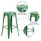 Flash Furniture 4PK 30"H No Back Green Metal Barstool Square Seat 4-CH-31320-30-GN-GG - alternate 10