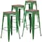 Flash Furniture Backless Green Metal Barstool with Square Wood Seat, 30" High, PK4 4-CH-31320-30-GN-WD-GG - alternate 5