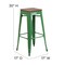 Flash Furniture Backless Green Metal Barstool with Square Wood Seat, 30" High, PK4 4-CH-31320-30-GN-WD-GG - alternate 10