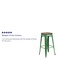 Flash Furniture Backless Green Metal Barstool with Square Wood Seat, 30" High, PK4 4-CH-31320-30-GN-WD-GG - alternate 2