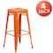 Flash Furniture 4PK 30"H No Back Orange Metal Barstool Square Seat 4-CH-31320-30-OR-GG - alternate 2