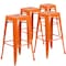 Flash Furniture 4PK 30"H No Back Orange Metal Barstool Square Seat 4-CH-31320-30-OR-GG - alternate 4