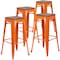 Flash Furniture Backless Orange Metal Barstool with Square Wood Seat, 30" High, PK4 4-CH-31320-30-OR-WD-GG - alternate 2