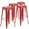 Flash Furniture 4 "H No Back Red Metal Barstool Square Seat, PK4 4-CH-31320-30-RED-GG - alternate 3