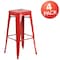 Flash Furniture 4 "H No Back Red Metal Barstool Square Seat, PK4 4-CH-31320-30-RED-GG - alternate 2