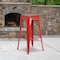 Flash Furniture Backless Red Metal Barstool with Square Wood Seat, 30" High, PK4 4-CH-31320-30-RED-WD-GG - alternate 1