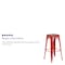 Flash Furniture Backless Red Metal Barstool with Square Wood Seat, 30" High, PK4 4-CH-31320-30-RED-WD-GG - alternate 3