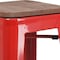 Flash Furniture Backless Red Metal Barstool with Square Wood Seat, 30" High, PK4 4-CH-31320-30-RED-WD-GG - alternate 7