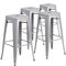 Flash Furniture 4PK 30"H No Back Silver Metal Barstool Square Seat 4-CH-31320-30-SIL-GG - alternate 3