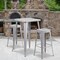 Flash Furniture 4PK 30"H No Back Silver Metal Barstool Square Seat 4-CH-31320-30-SIL-GG - alternate 1