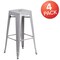 Flash Furniture 4PK 30"H No Back Silver Metal Barstool Square Seat 4-CH-31320-30-SIL-GG - alternate 2