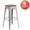 Flash Furniture Backless Silver Metal Barstool with Square Wood Seat, 30" High, PK4 4-CH-31320-30-SIL-WD-GG - alternate 2