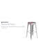 Flash Furniture Backless Silver Metal Barstool with Square Wood Seat, 30" High, PK4 4-CH-31320-30-SIL-WD-GG - alternate 4