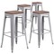 Flash Furniture Backless Silver Metal Barstool with Square Wood Seat, 30" High, PK4 4-CH-31320-30-SIL-WD-GG - alternate 5