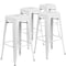 Flash Furniture 4PK 30"H No Back White Metal Barstool Square Seat 4-CH-31320-30-WH-GG - alternate 3