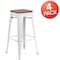 Flash Furniture Backless White Metal Barstool with Square Wood Seat, 30" High, PK4 4-CH-31320-30-WH-WD-GG - alternate 5