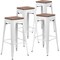 Flash Furniture Backless White Metal Barstool with Square Wood Seat, 30" High, PK4 4-CH-31320-30-WH-WD-GG - alternate 4
