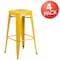 Flash Furniture 4PK 30"H No Back Yellow Metal Barstool Square Seat 4-CH-31320-30-YL-GG - alternate 2