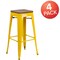 Flash Furniture Backless Yellow Metal Barstool with Square Wood Seat, 30" High, PK4 4-CH-31320-30-YL-WD-GG - alternate 2