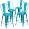 Flash Furniture Teal Metal Outdoor Stool, 24", PK4 4-ET-3534-24-CB-GG - alternate 2