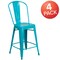 Flash Furniture Teal Metal Outdoor Stool, 24", PK4 4-ET-3534-24-CB-GG - alternate 4